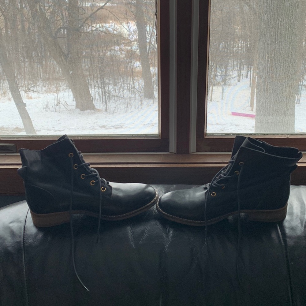 Navy Blue laced up Boots.